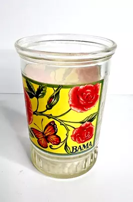 Vintage Bama Jelly Jar Juice Glass Roses & Butterflies Flowers 4  • $6.30