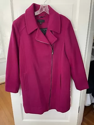 Worthington Fuschia Asymmetrical Wool Blend Coat Women’s Size XL • $25