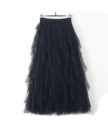 £13 • Buy Women High Waist Mesh Tutu Maxi SKIRTS Sheer Net Tulle Pleated A Line Long Dress