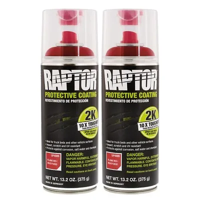 U-POL 4886 Raptor 2K Flame Red Spray-On Truck Bedliner Aerosol 2 Pack 13.2 Oz • $86.02