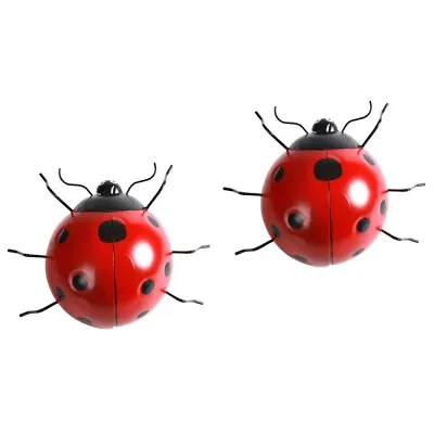 £61.38 • Buy  2 Pc Garden Animal Statues Seven Star Ladybug Ornament Metal