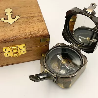 Antique Solid Brass Brunton Pocket Compass Nautical Gift • $54