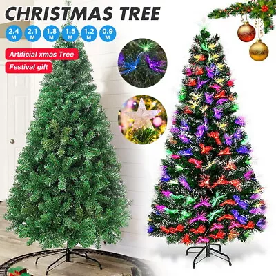 Fibre Optic Pre Lit Christmas Tree 5/6/7FT W/no LED Star Lights Xmas Tree Decor • $8.79