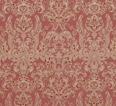 ZOFFANY CURTAIN FABRIC Brocatello Nuovo 4 METRES Woven Pattern Faded Coral • £95