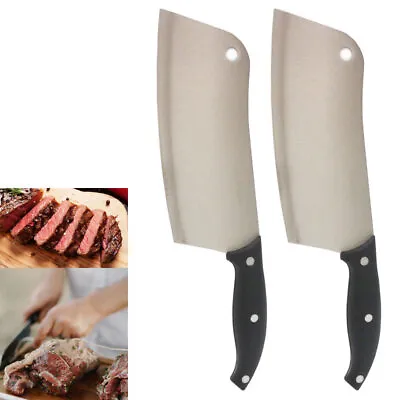 2 Pack 7  Cleaver Knife Stainless Steel Meat Butcher Professional Chef Kitchen • $12.05
