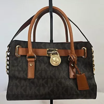 Michael Kors Shoulder Bag Hamilton MK Pattern Leather  12.75  X 9  X 5  Brown • $54