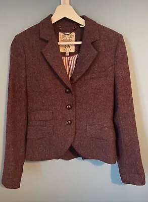 Jack Wills Blazer Size 10 US 6 Purple Moon Wool Jacket Hacking Tweed • £59.99