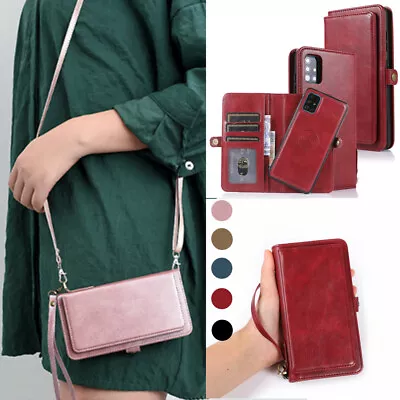 Crossbody Card Wallet Magnetic Holder Bag Flip PU Leather Case Cover For Phone • $13.58