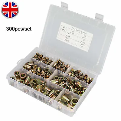 300pc M3-M12 Mixed Rivnuts Blind Set Rivet Nuts Kit Threaded Nuts Anti-oxidation • £9.45