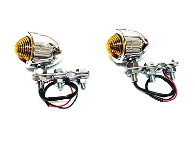 Vespa Lambretta 1 Pair Of Chrome British Mod Style Amber Glass Spot Lights • $62.17