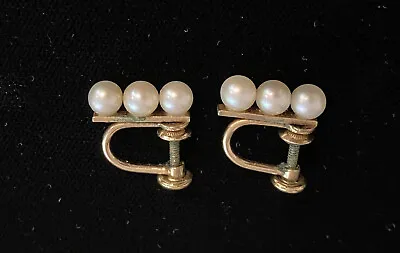 Antique Van Dell Faux Pearl Screw Back 1/20 12K GF Excellent Condition • $12.95