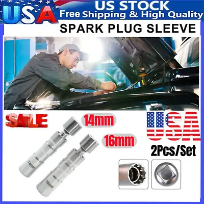 2Pcs 14mm &16mm Spark Plug Socket 12PT Magnetic Removal Tool 3/8'' Drive For BMW • $15.99