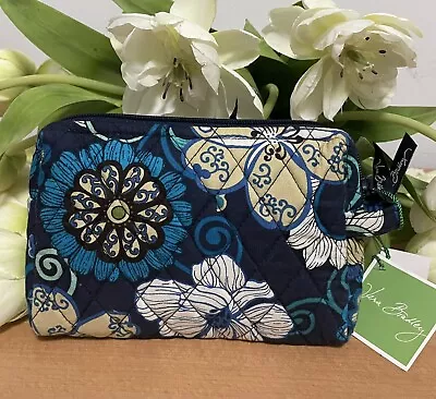 Vera Bradley Cosmetic Bag In Mod Floral Blue . Lined . Zipped. Brand New. • $24.95