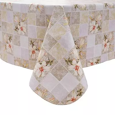 Vinyl Tablecloth Flannel Backed Stain-Resistant Round PVC Table Cloth Waterpr... • $28.96