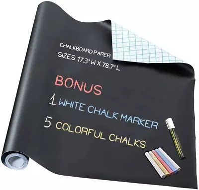 Chalkboard Paper - Blackboard Vinyl Paper Removable Bulletin Wall Sticker Free: • $8.53