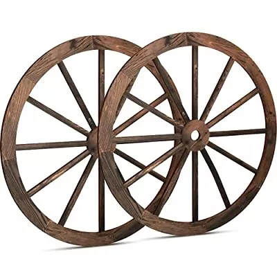 	2 Pack Wooden Decorative Vintage Wood Garden Wagon Wheel Wall Decor	 • $23.40