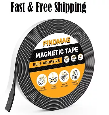 Magnetic Strip Tape 15Ft Flexible Roll Adhesive Backed Magnet 1/16  Thick X 1/2  • $10.35