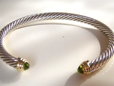 $595 DAVID YURMAN 14K GOLD SS PERIDOT BRACELET 5mm  Sz Small • $450