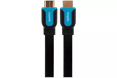 Maplin Flat HDMI To HDMI 4K Ultra HD Cable With Gold Connectors - Black 3m • £6.99