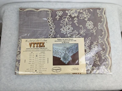 £19.85 • Buy Vintage Vytex Brown Lace Square Tablecloth 54  X 54  New 100% Vinyl