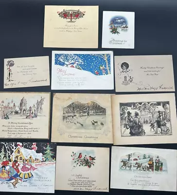 Lot Of 11 Vintage 1920s / 1930s Art Deco Style Used Christmas Cards • $17.50