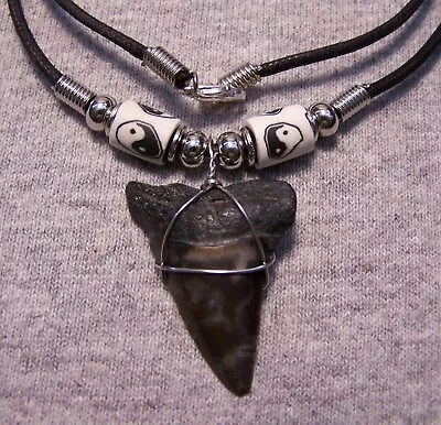 Mako Shark Tooth Necklace 1 3/8  Sharks Teeth Fossil Jaw Megalodon Scuba Diver • $15