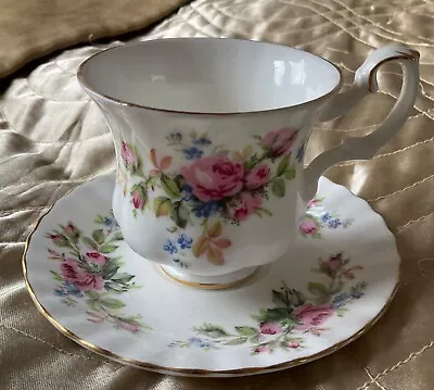 Royal Albert Bone China “ Moss Rose   Tea Cup & Saucer Also  1 Spare Saucer. • £9