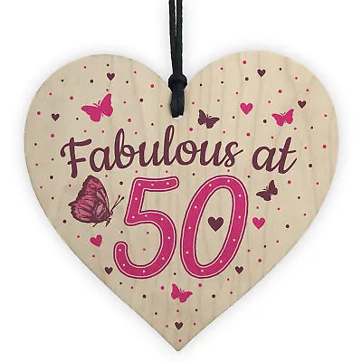 Fabulous At 50 50th  Birthday Gifts For Women Men Heart Card Decoration • £3.99