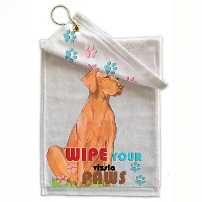 Vizsla Paw Wipe Towel 11  X 18  Grommet With Clip • $21.95