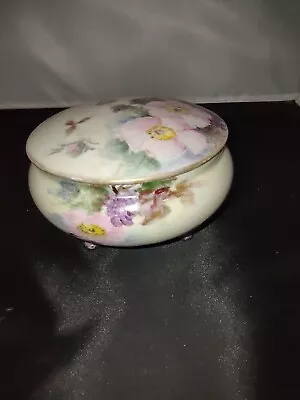 MZ Austria Moritz Zdekauer PorcelainHand Painted Dresser Jar/Trinket Dish Signed • $35