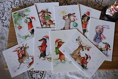 9psc Dachshund Christmas Post Cards Inga Izmaylova SmG Doxie 6  By 4  Dog Cards • $15.99