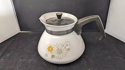 Rare! Vintage CORNING WARE 6 Cup Stove Top Coffee Tea Pot Floral Bouquet P104 • $17.89