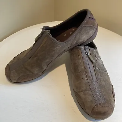 Womens Merrell Shoes Flats Brown Leather Suede Zip Arabesque J76048 Sz 7 EU 37.5 • $24.99