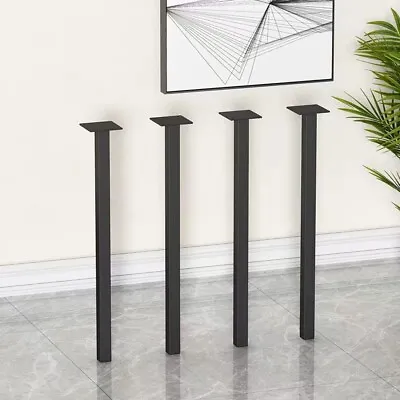 Set Of 4 Black Metal Steel Feet Square Furniture Legs Cabinet Desk Table Support • £19.95