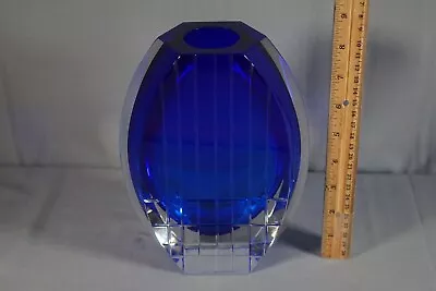 Vintage Baccarat Cobalt Blue Crystal Glass Vase Signed 8  • $123.50