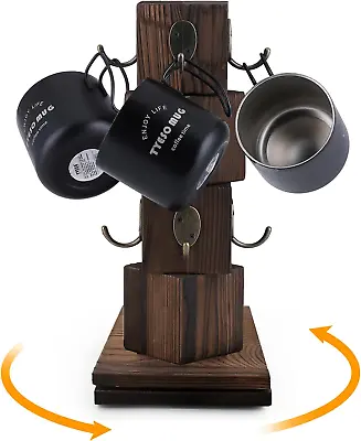 Coffee Mug Holder360 Degree Rotatable Coffee HolderRustic Solid Wood Coffee  • £39.52