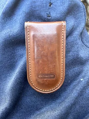 Coach Brown Genuine Leather Magnetic Money Clip In Great Shape. • $9