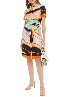 $155 • Buy 4 6 $498 Diane Von Furstenberg Ari Roman Leaves Argos Silk Shirt Dress Nwot