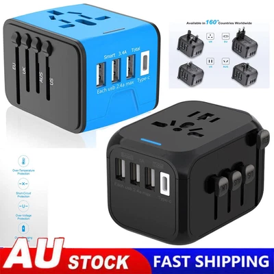 $23.29 • Buy International Universal Travel Adapter 3 USB &Type-C Outlet Converter Plug Power