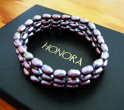 Honora Oil On Water Black Cultured Freshwater Pearl Bracelet 6  6.5  Wrist Qvc • £14.99