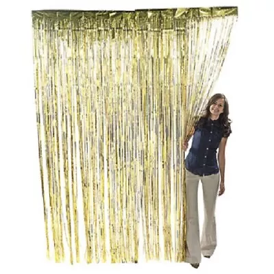 Gold Metallic Fringe Curtain Party Room Decor 3' X 8' • $7.99