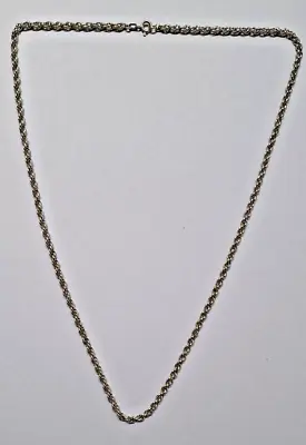 Sterling Silver 3mm Rope Link Necklace 23 1/2  Long. • £29.50