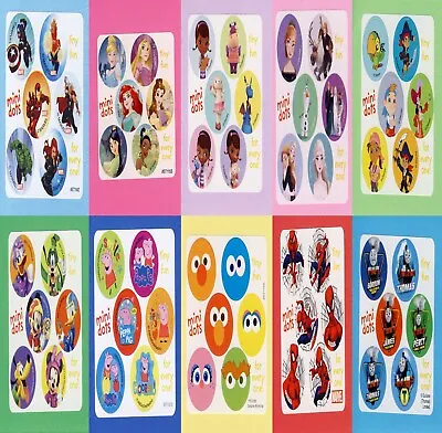 60 Assorted Mini Dot Stickers - Avengers Mickey Mouse Peppa Pig Thomas • $2.20