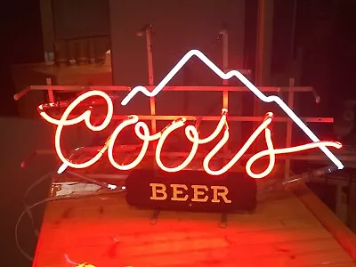 Vintage Large 1980s Coors Mountain Beer Bar Sign Decor Display Neon Glass 28.5  • $349.99