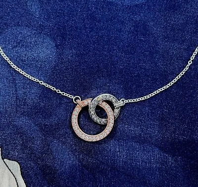 Pandora Signature Two Tone Interwined Circles Necklace Sterling Silvers925 Ale • £33