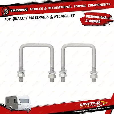 Pair Trojan U Bolts M12 X 80 SQ X 100 Suit Jockey Wheel For Vehicle Accessories • $45.95