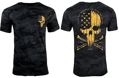 Howitzer Style Men's T-Shirt LIBERTY OR DEATH Black Camo Military Grunt • $23.95