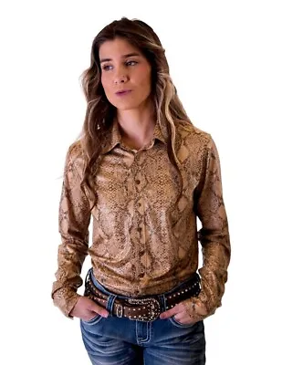 Cowgirl Tuff Western Shirt Womens Long Sleeve Snake Tan 100615 • $79.94