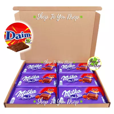 6 MILKA DAIM CHOCOLATE BARS PERSONALISED GIFT BOX Hamper Christmas Present Bar🎁 • £17.95