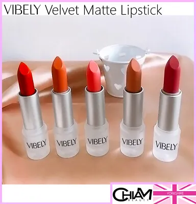 Vibely Velvet Matte Lipstick 6 Red Shades Waterproof Organic Vegan Cruelty Free • £4.99